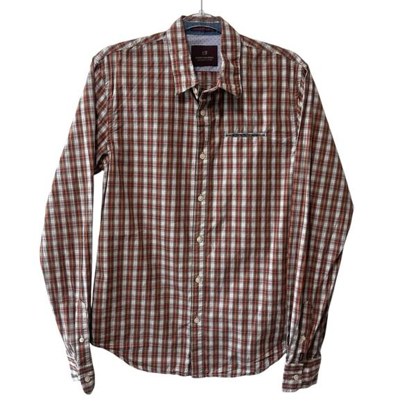 Scotch & Soda Long Sleeve Collared Button Up Plaid Shirt Red Multi Size Medium - Picture 1 of 5